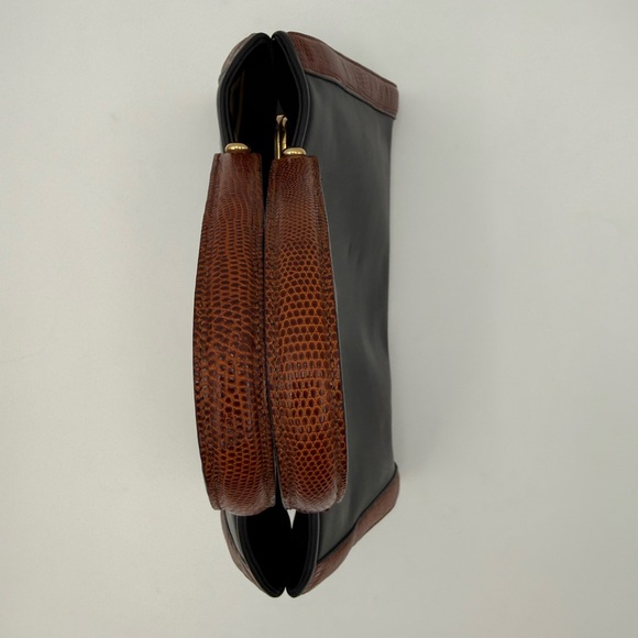 COLOMBO 1937 MILANO Black w/ Exotic Genuine LIZARD 36 FRAME Bag • Made in ITALY - Picture 7 of 15